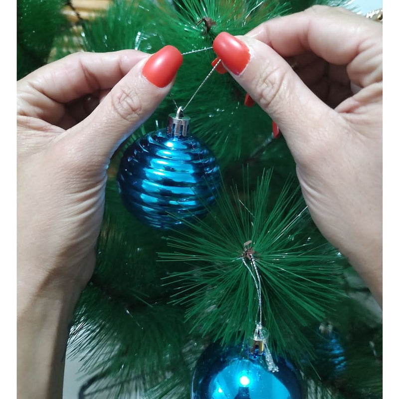 20-Piece Large 6cm Blue Christmas Ball Ornament Set with Glitter Decoration