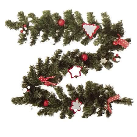 Wire-Framed Decorated Christmas Garland 180cm