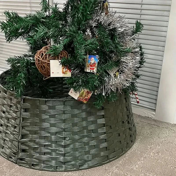Dark Green Rustic Christmas Tree Skirt – 64×40×20 cm