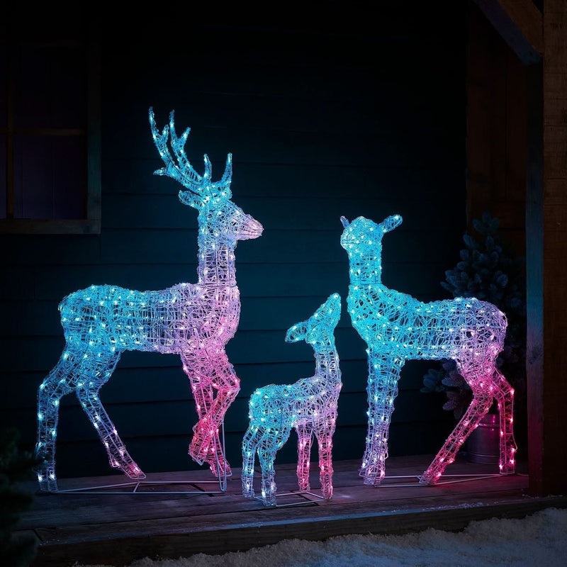 Set of LED Illuminated Reindeer with Smart RGB and Wi-Fi Control
