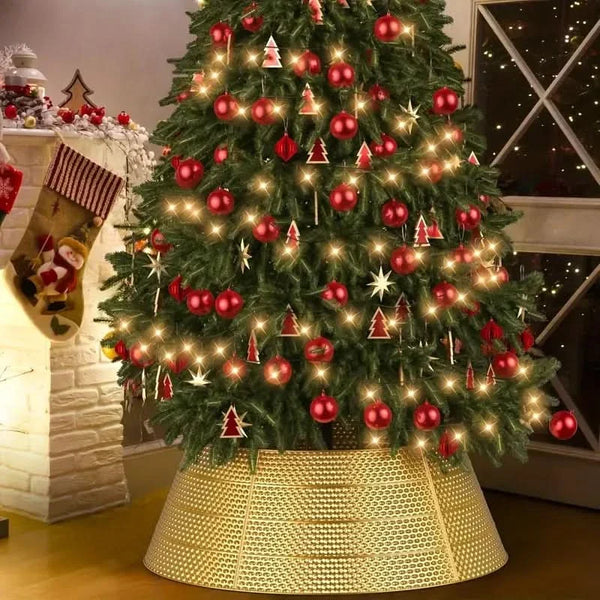 Golden Metal Christmas Tree Skirt – 60×80×25 cm