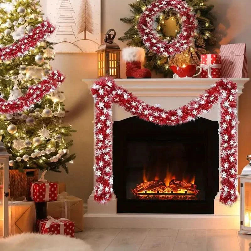 Red Artificial Christmas Garland with Crystals