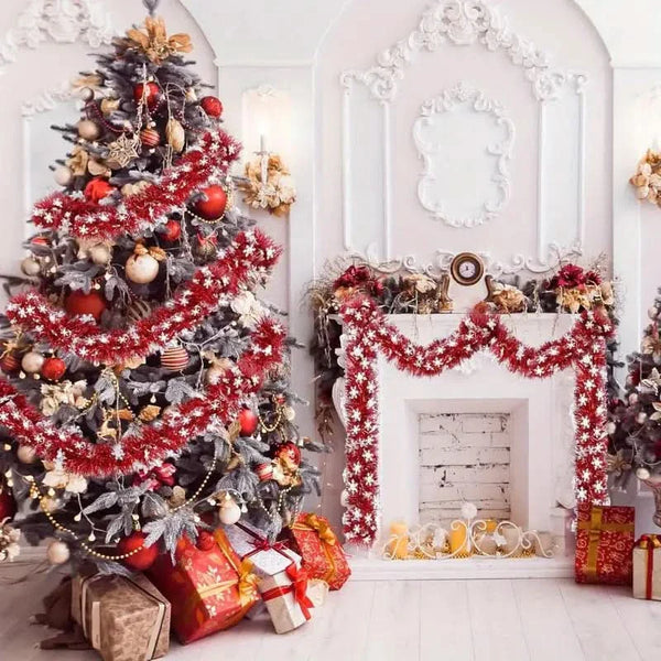 Red Artificial Christmas Garland with Crystals