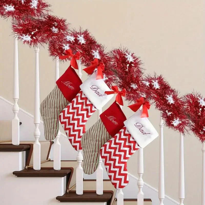 Red Artificial Christmas Garland with Crystals
