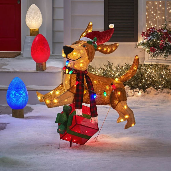 Joyful Bouncing Christmas Puppy with 144 Colorful LEDs
