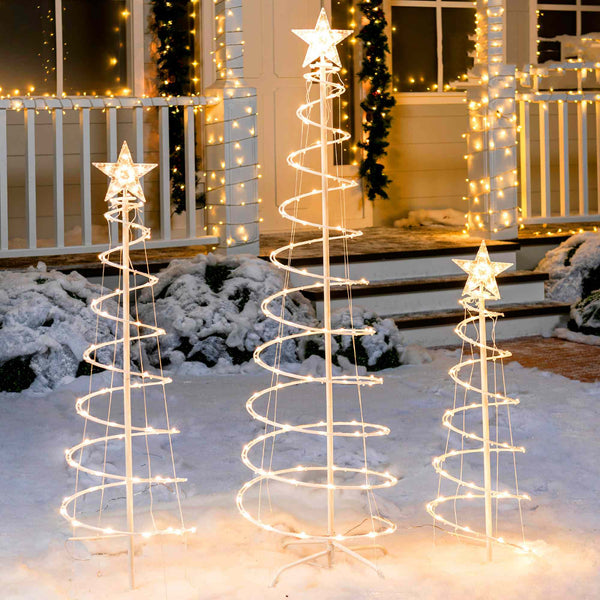 Set of 3 LED Illuminated Spiral Christmas Trees