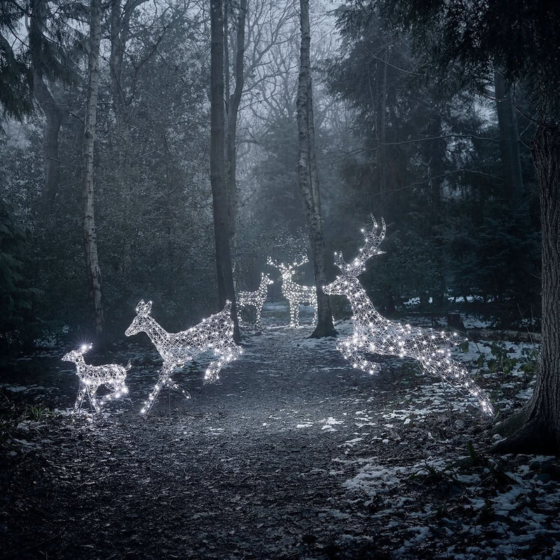 Christmas Set of 5 LED Illuminated Reindeer in Two Colors