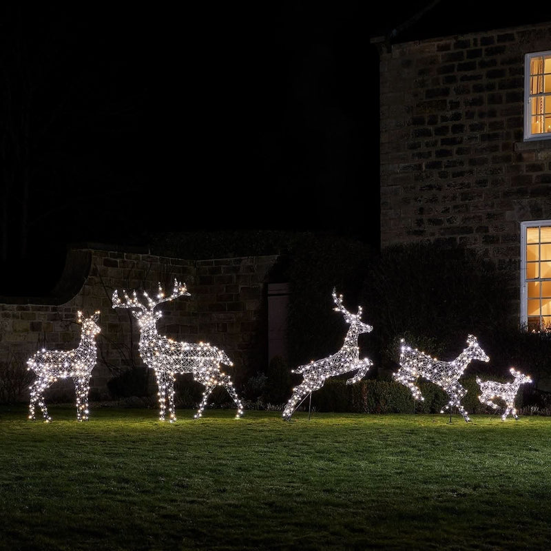 Christmas Set of 5 LED Illuminated Reindeer in Two Colors