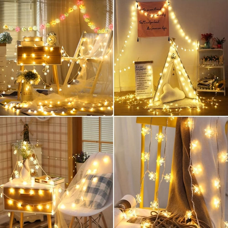 Snowflake LED Curtain Lights – 3 Meters ❄️✨🎄