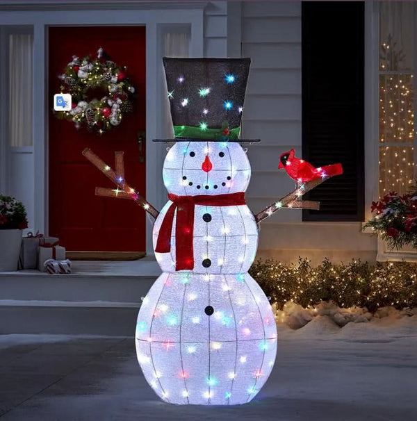 Shimmering Snowman with 100 Multicolored LEDs – 1.82 m