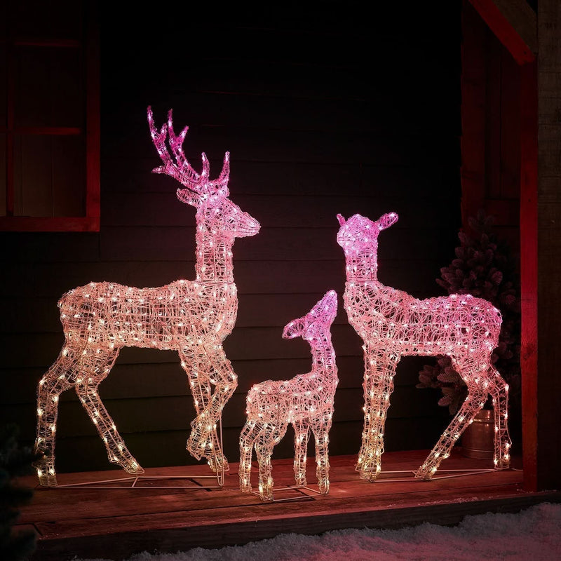 Set of LED Illuminated Reindeer with Smart RGB and Wi-Fi Control