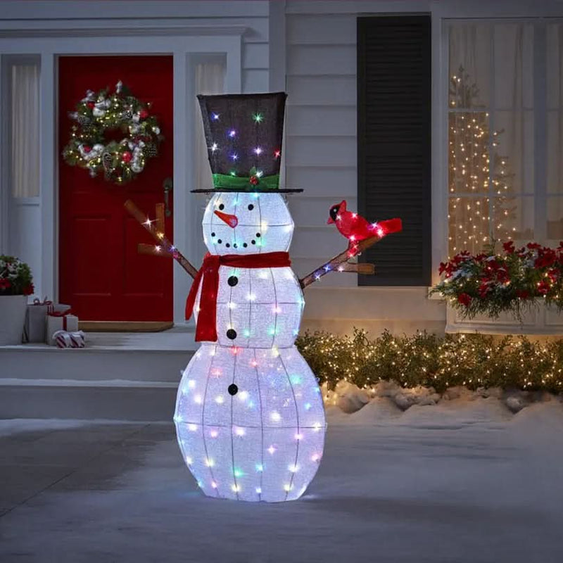 Shimmering Snowman with 100 Multicolored LEDs – 1.82 m