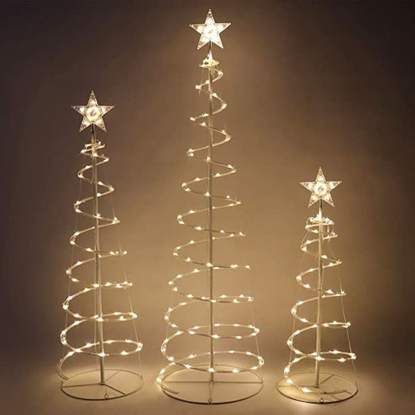 Set of 3 LED Illuminated Spiral Christmas Trees