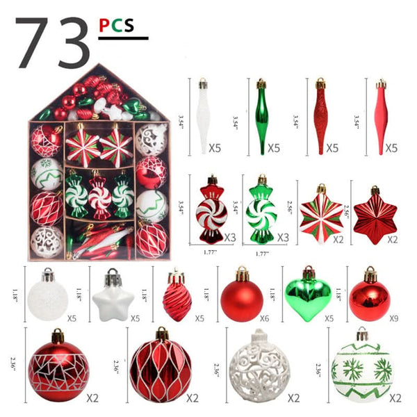 73-Piece Assorted Unbreakable Ball Ornament Set