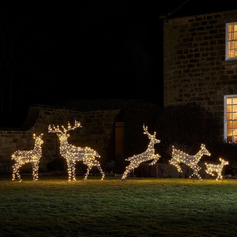 Christmas Set of 5 LED Illuminated Reindeer in Two Colors
