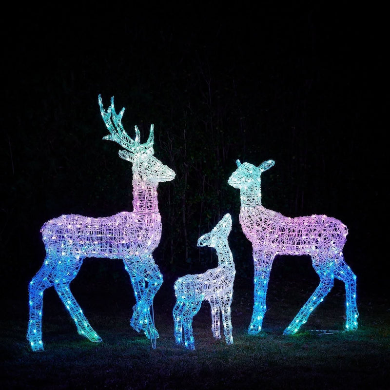 Set of LED Illuminated Reindeer with Smart RGB and Wi-Fi Control