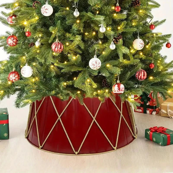 Metal Christmas Tree Skirt with Golden Rope Details – 70×50×28 cm