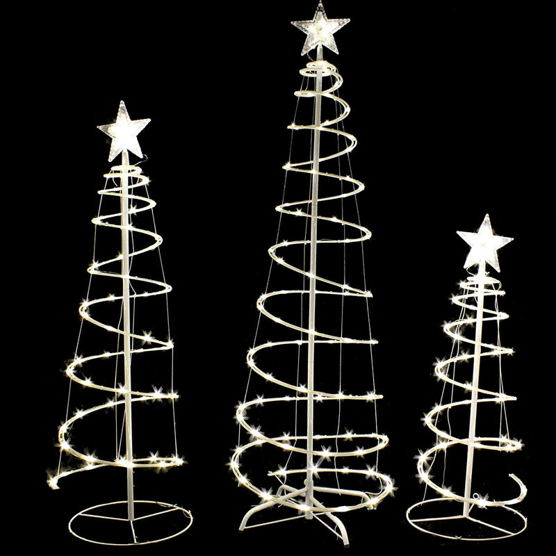 Set of 3 LED Illuminated Spiral Christmas Trees