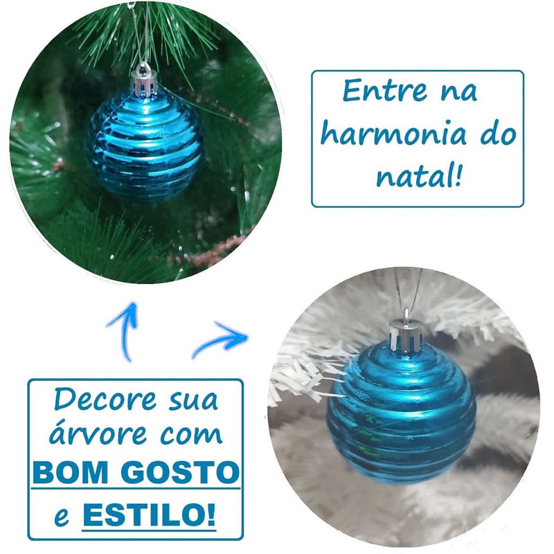 20-Piece Large 6cm Blue Christmas Ball Ornament Set with Glitter Decoration