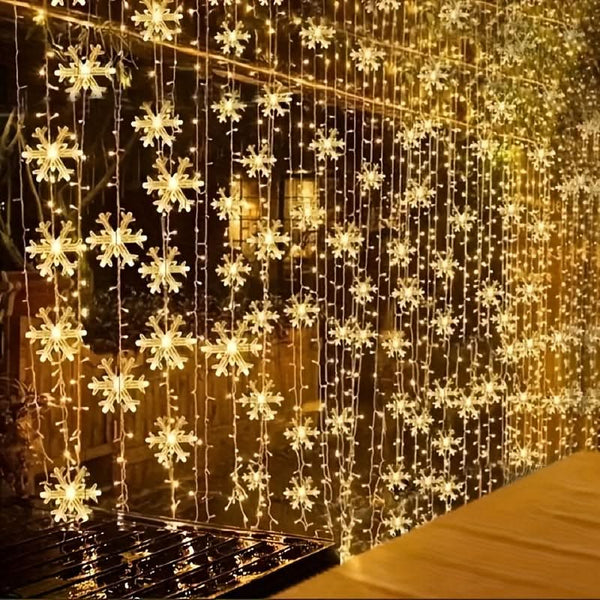 Snowflake LED Curtain Lights – 3 Meters ❄️✨🎄
