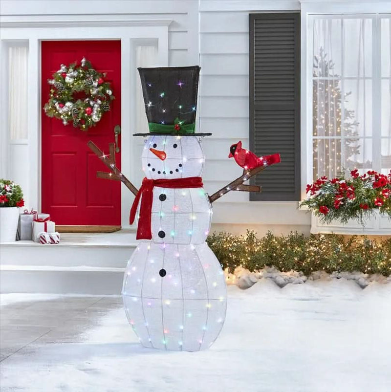 Shimmering Snowman with 100 Multicolored LEDs – 1.82 m