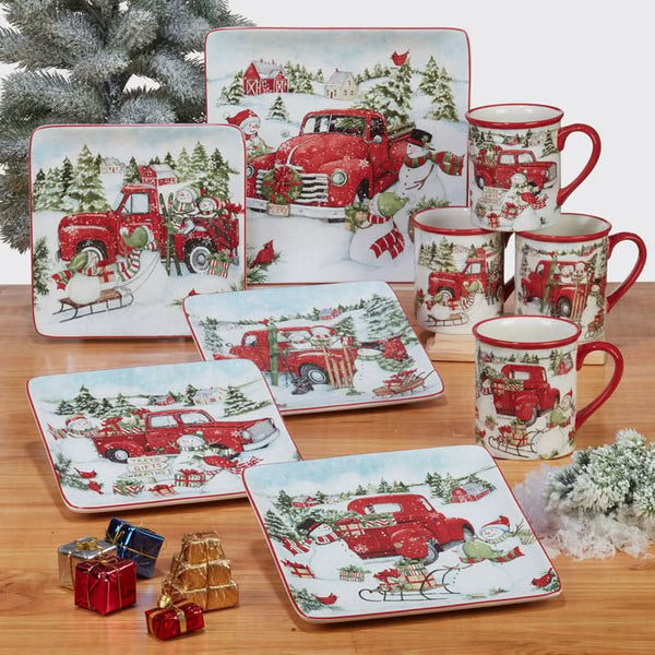 16-Piece Christmas Pattern Porcelain Dinnerware Set – Service for 4 People