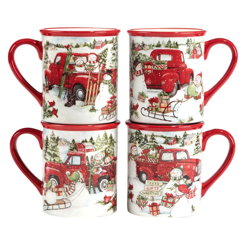 16-Piece Christmas Pattern Porcelain Dinnerware Set – Service for 4 People
