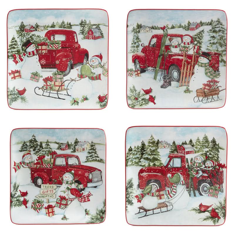 16-Piece Christmas Pattern Porcelain Dinnerware Set – Service for 4 People