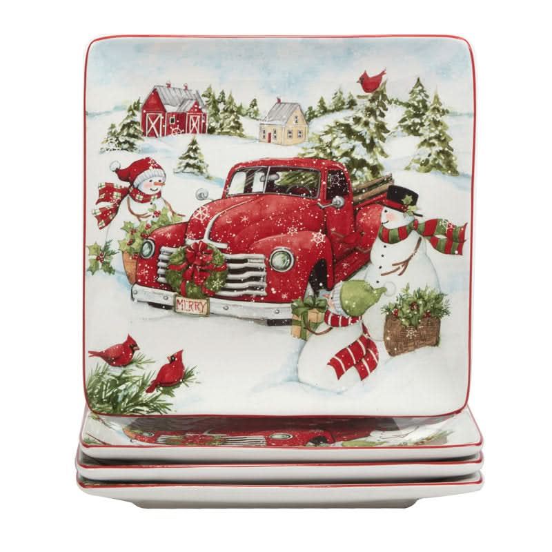 16-Piece Christmas Pattern Porcelain Dinnerware Set – Service for 4 People