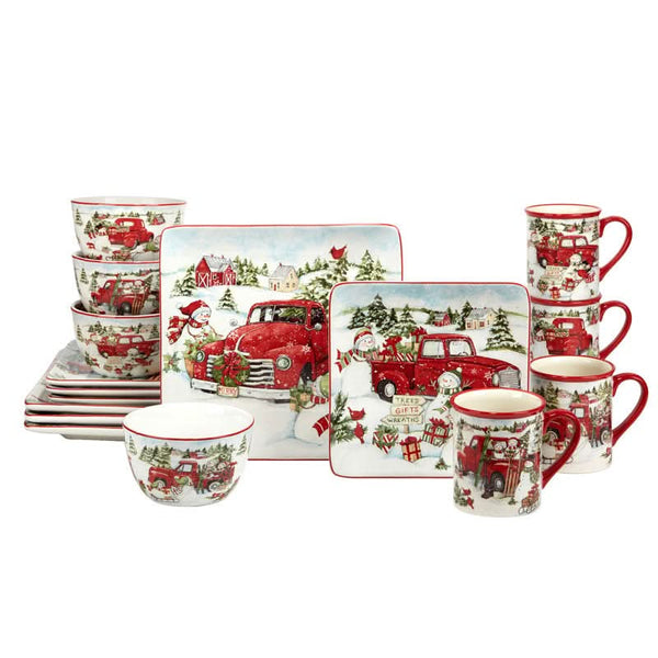 16-Piece Christmas Pattern Porcelain Dinnerware Set – Service for 4 People