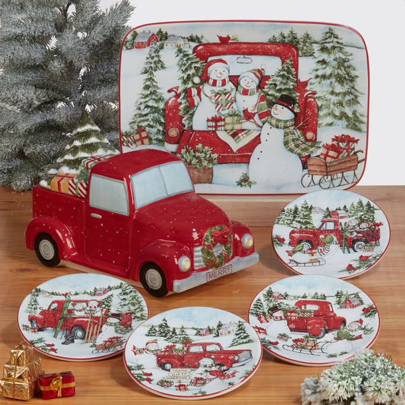 16-Piece Christmas Pattern Porcelain Dinnerware Set – Service for 4 People