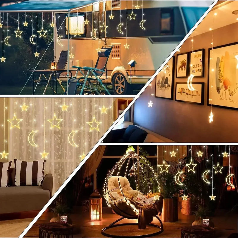 Star & Moon LED Solar Fairy Lights – Christmas Charm ✨