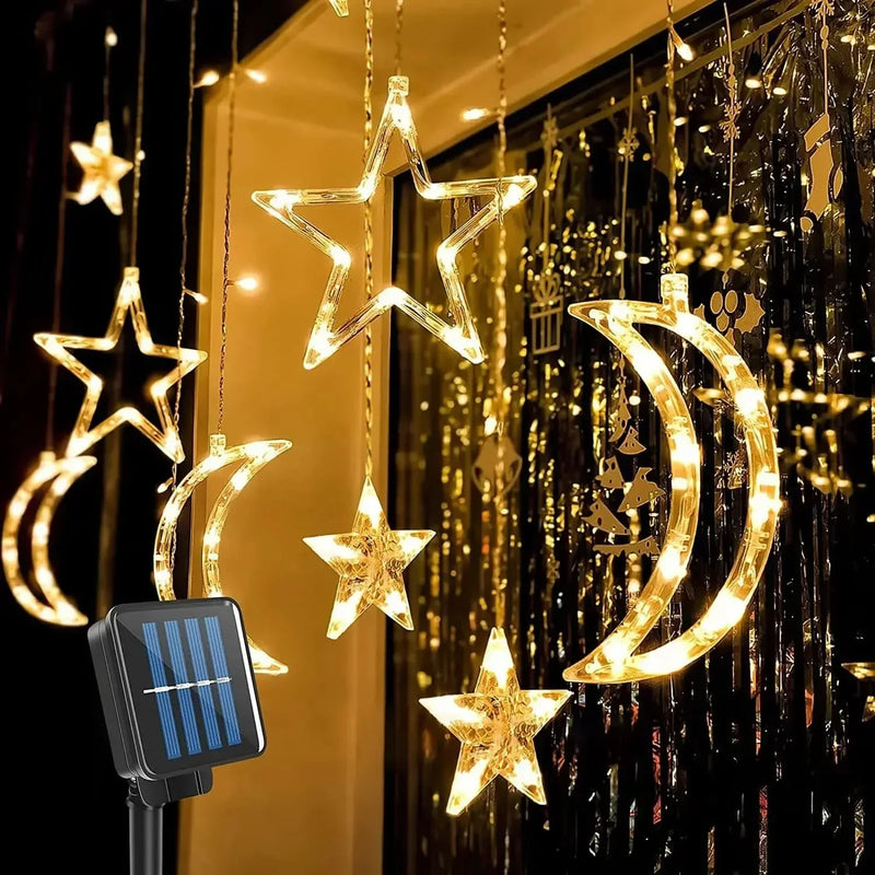 Star & Moon LED Solar Fairy Lights – Christmas Charm ✨
