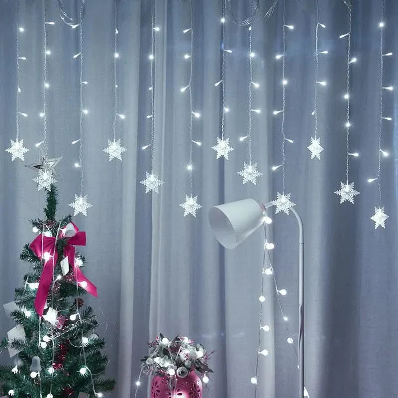 Snowflake LED Curtain Lights – Christmas Magic in Every Detail ❄️✨🎄
