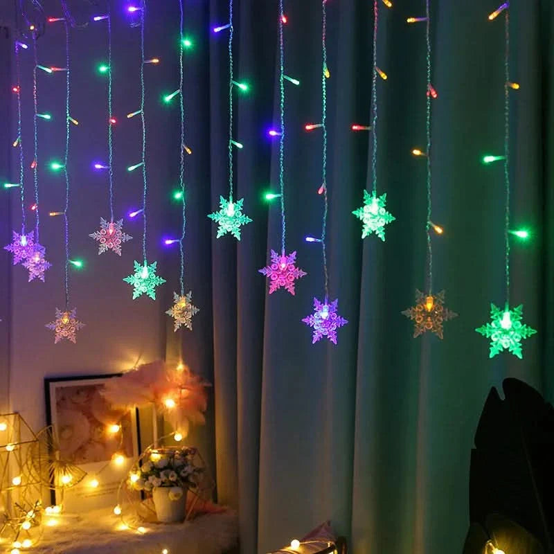 Snowflake LED Curtain Lights – Christmas Magic in Every Detail ❄️✨🎄