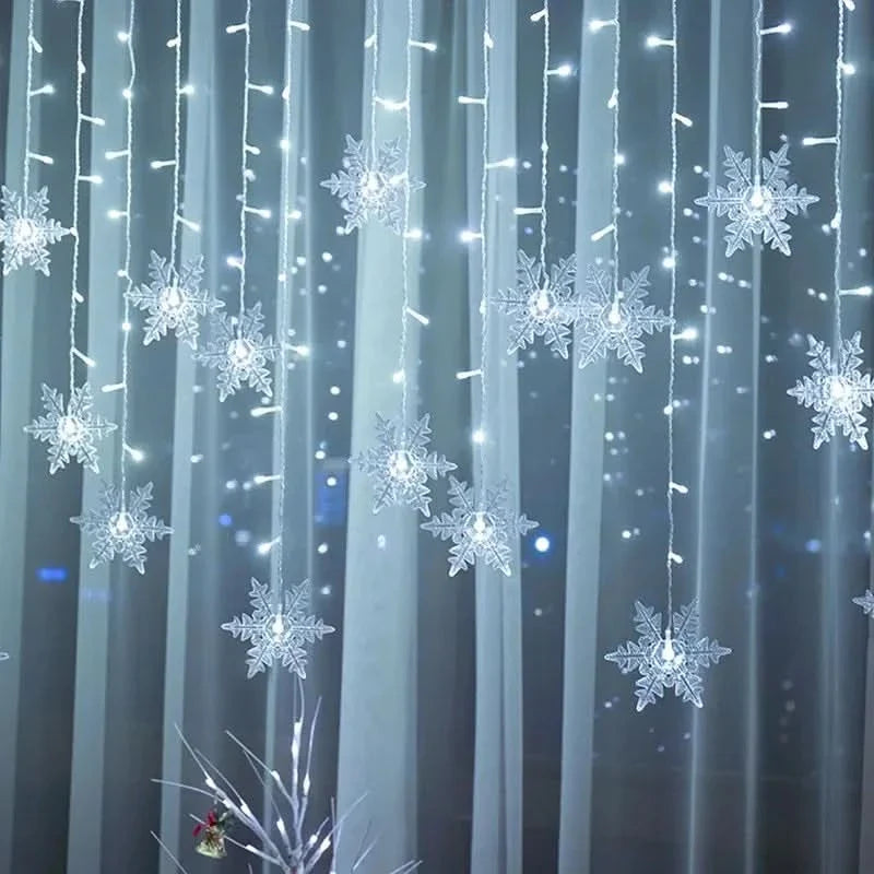 Snowflake LED Curtain Lights – Christmas Magic in Every Detail ❄️✨🎄
