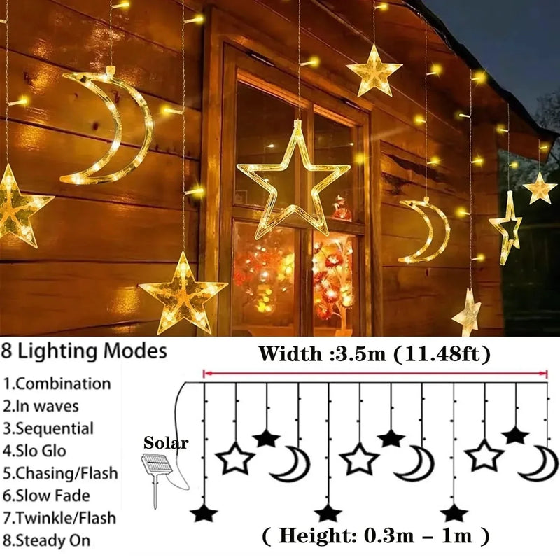 Star & Moon LED Solar Fairy Lights – Christmas Charm ✨