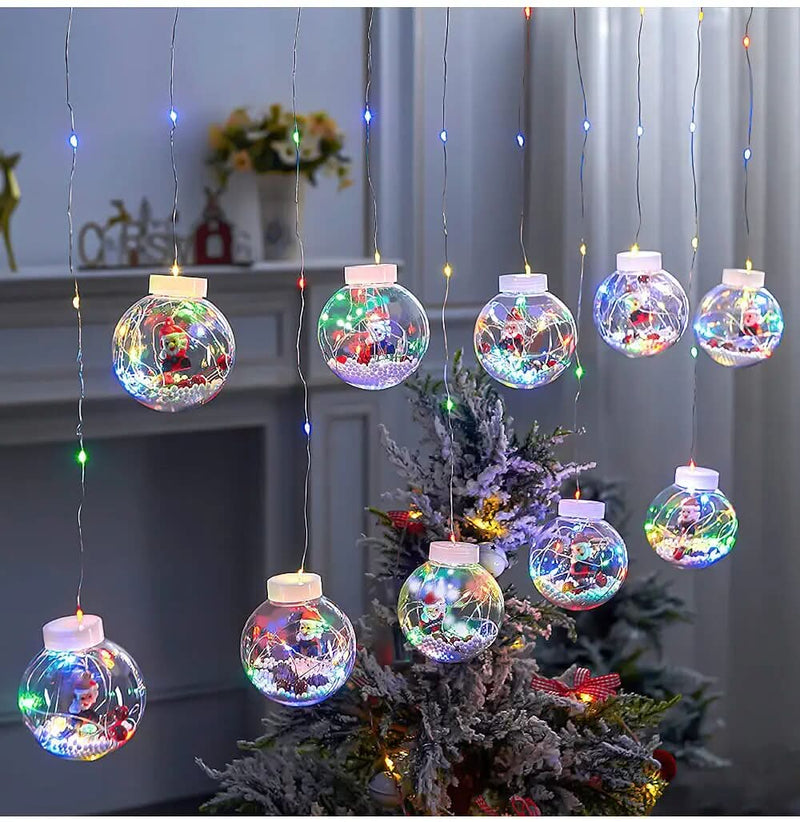 Christmas Globe LED Curtain Lights – Holiday Decoration ✨🎄
