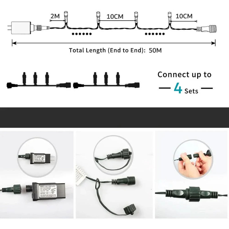 Waterproof LED Fairy Lights 50M– Christmas Magic with Remote Control