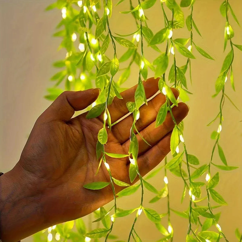 Christmas Curtain String Lights with Leaves – Charm and Magic in Every Detail ✨🎄