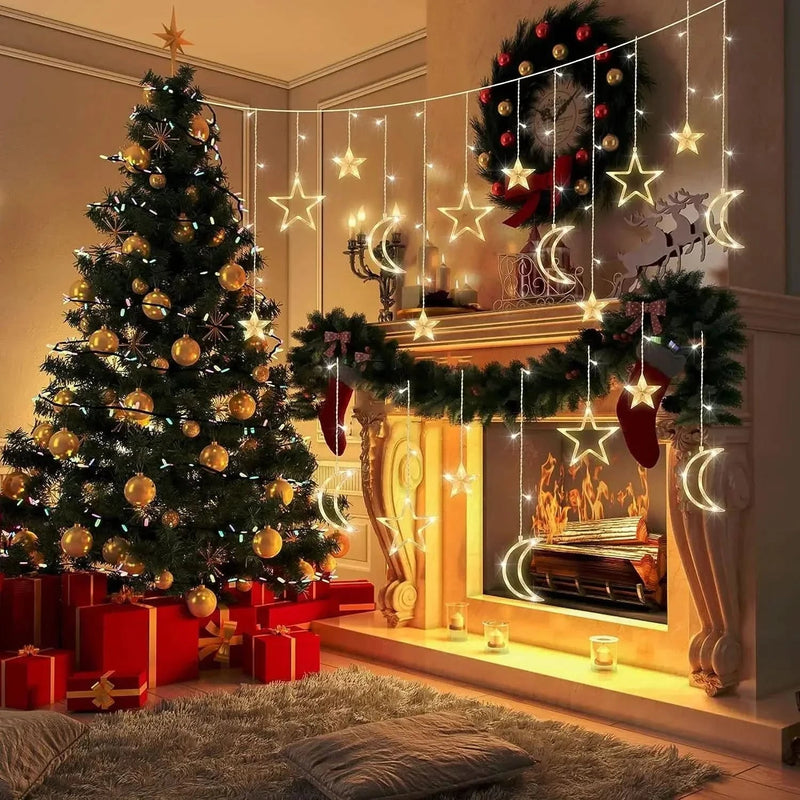 Star & Moon LED Solar Fairy Lights – Christmas Charm ✨