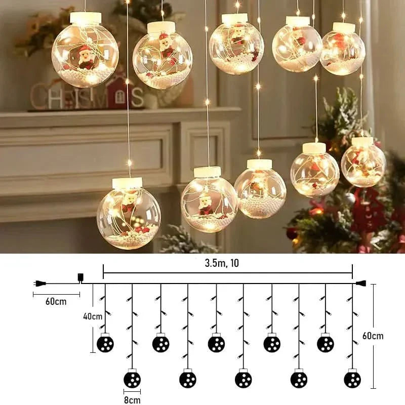 Christmas Globe LED Curtain Lights – Holiday Decoration ✨🎄