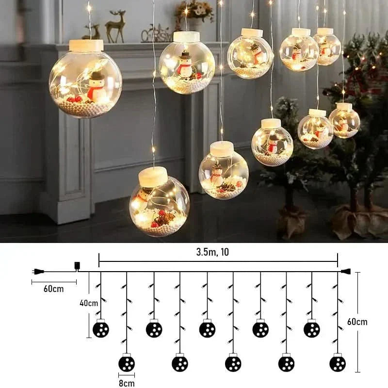 Christmas Globe LED Curtain Lights – Holiday Decoration ✨🎄