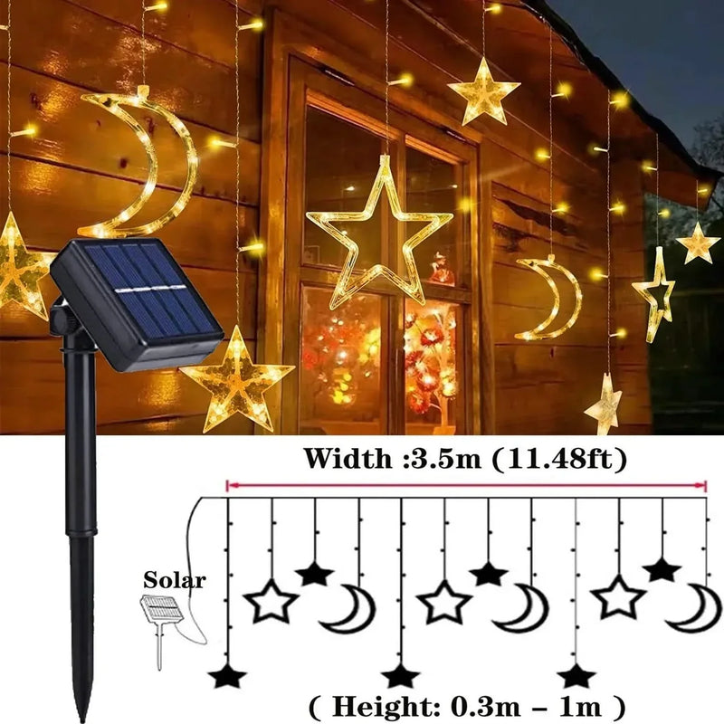 Star & Moon LED Solar Fairy Lights – Christmas Charm ✨