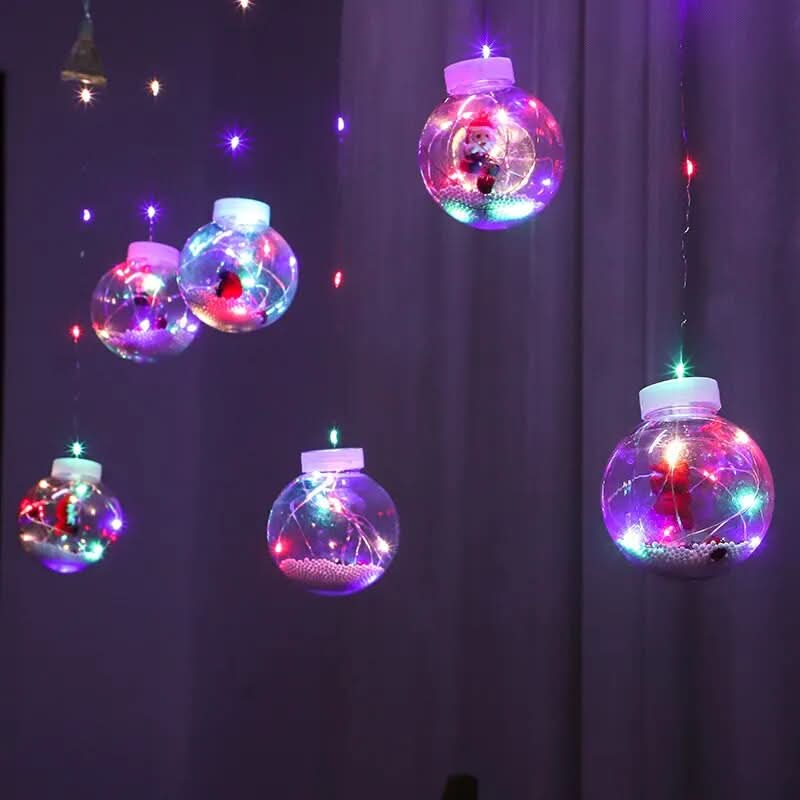 Christmas Globe LED Curtain Lights – Holiday Decoration ✨🎄