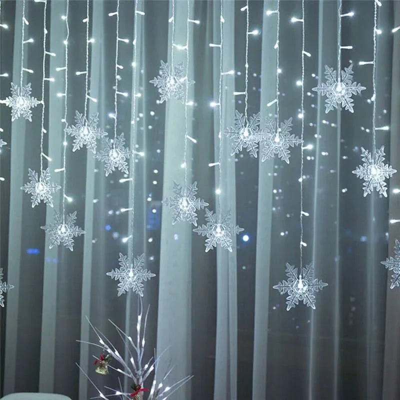 Snowflake LED Curtain Lights – Christmas Magic in Every Detail ❄️✨🎄