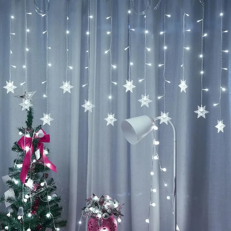 Snowflake LED Curtain Lights – Christmas Magic in Every Detail ❄️✨🎄
