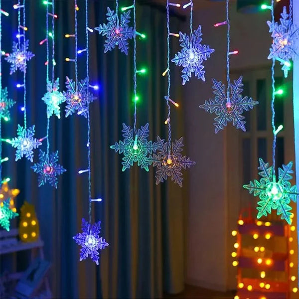 Snowflake LED Curtain Lights – Christmas Magic in Every Detail ❄️✨🎄