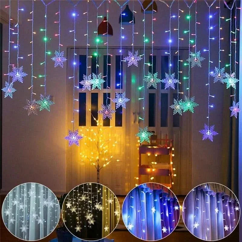 Snowflake LED Curtain Lights – Christmas Magic in Every Detail ❄️✨🎄