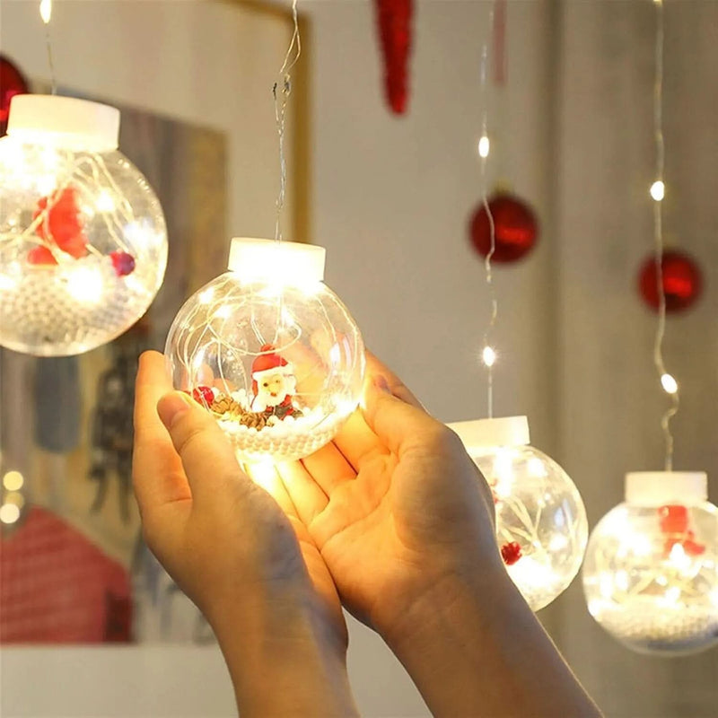 Christmas Globe LED Curtain Lights – Holiday Decoration ✨🎄